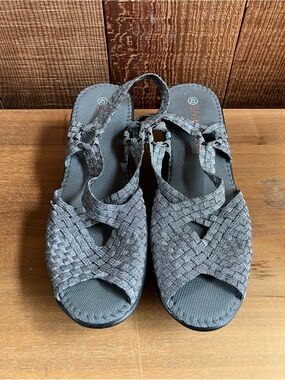 Bernie Mev (Size 42/ Women’s 11 US) Silver  Elastic Shoes Heels Wedge - Stretchy